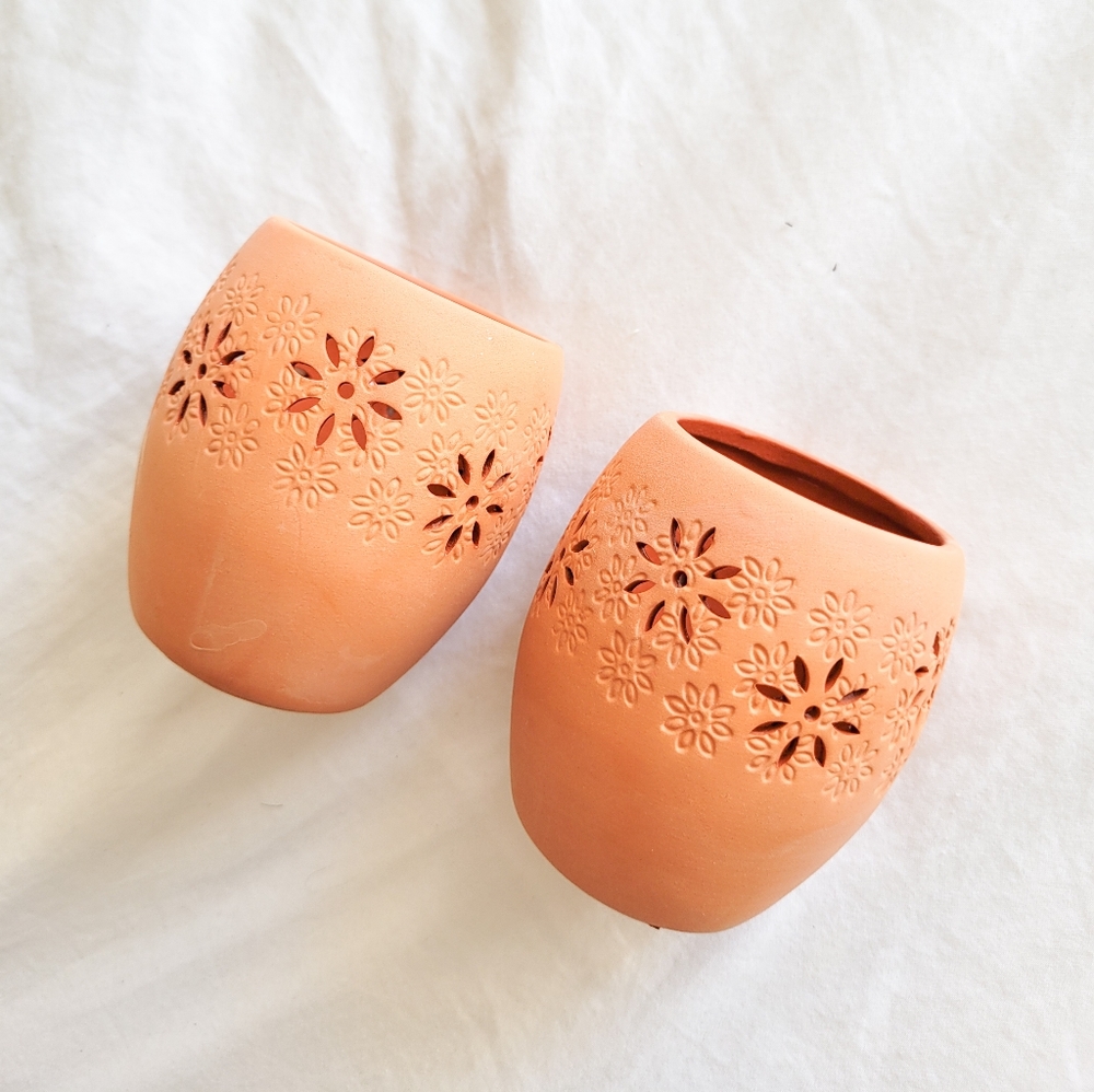 Terra cotta tealight candle holders